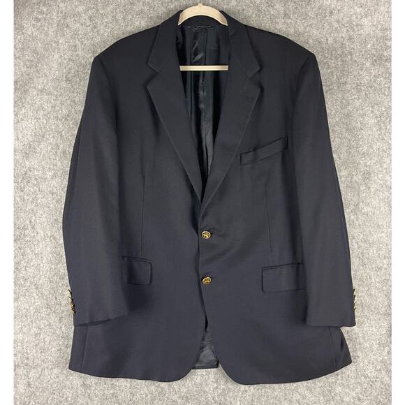 Brooks Brothers Loro Piana Golden Fleece Blazer Mens 44R Blue Gold Button 130s - Picture 1 of 16